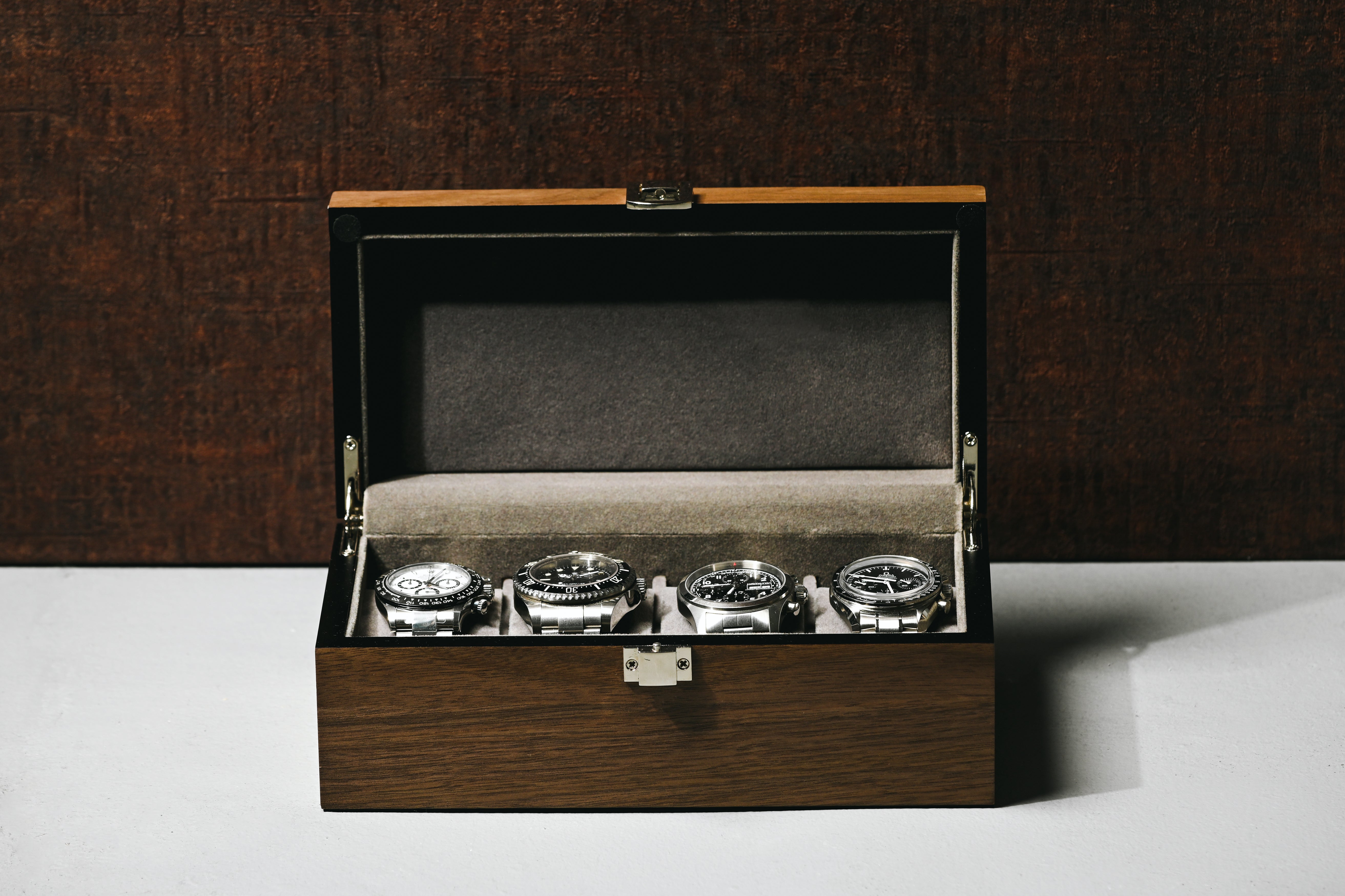 クルミ木製4本腕時計収納時計ケース クルミ木目 ES5304WD