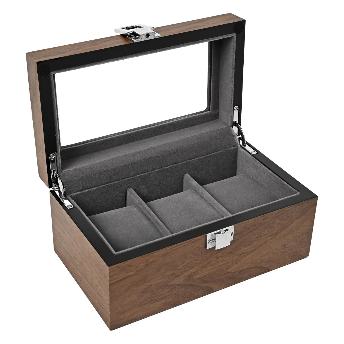 クルミ木製3本腕時計収納時計ケース クルミ木目 ES5313WD (窓あり)